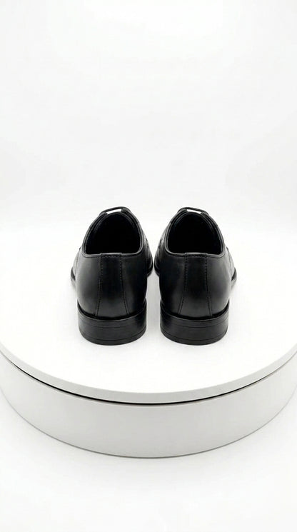 Men’s Black Oxford Dress Shoes with Lace Up Front, Formal Tuxedo Wedding Prom Shoes