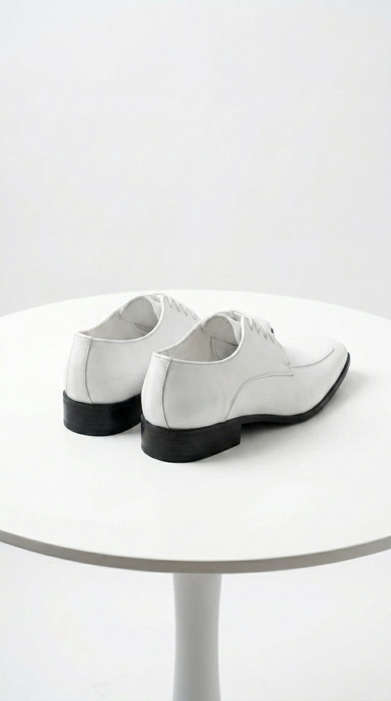 Men’s Vangelo TUX-3 White Patent Oxford Dress Shoes, Formal Wedding Prom Tuxedo Shoes
