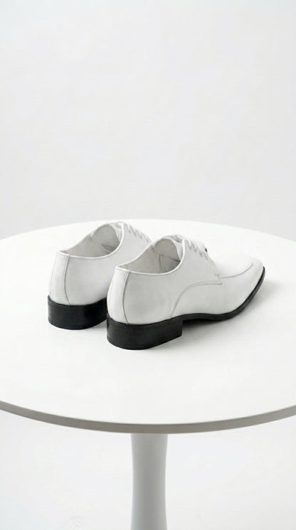 Men’s Vangelo TUX-3 White Patent Oxford Dress Shoes, Formal Wedding Prom Tuxedo Shoes