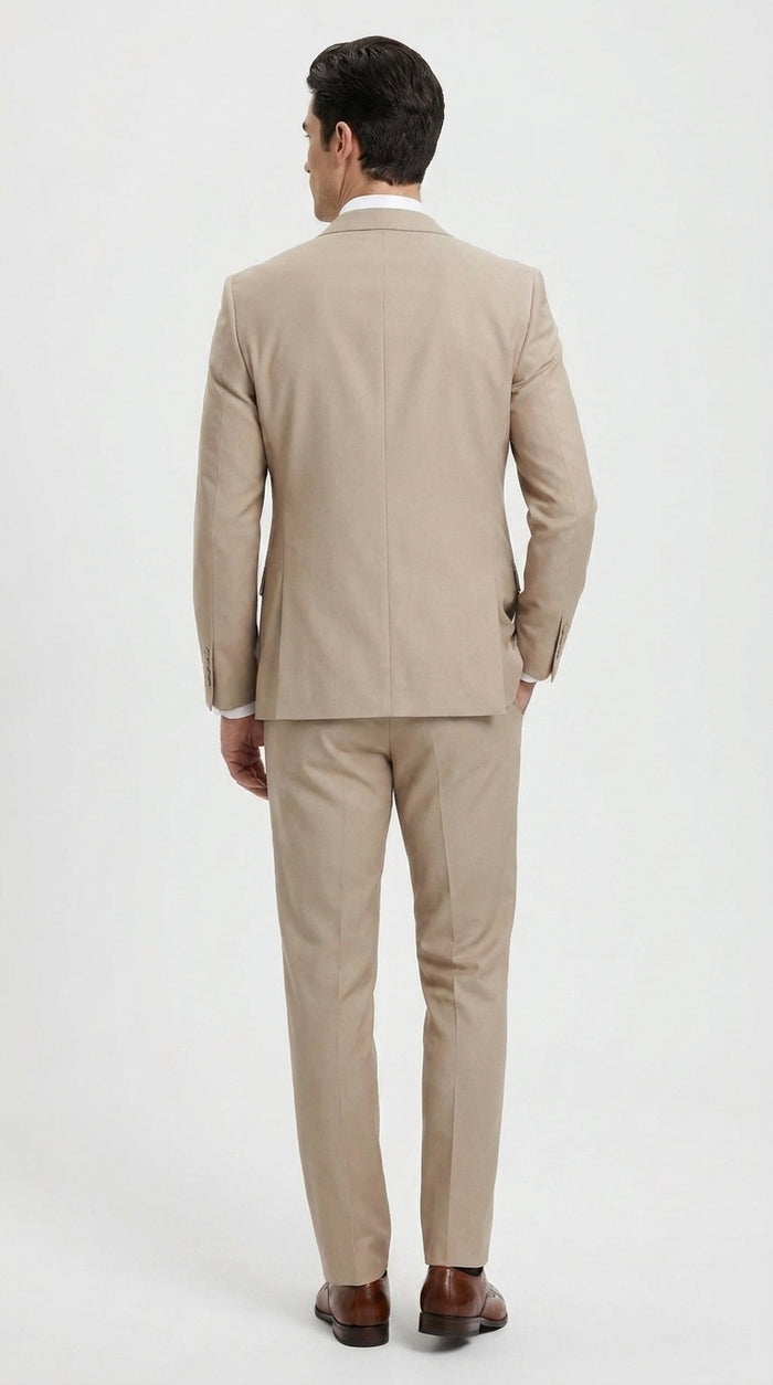 Stacy Adams Men’s Tan 3-Piece Suit – Two-Button Jacket, Matching Vest and Dress Pants