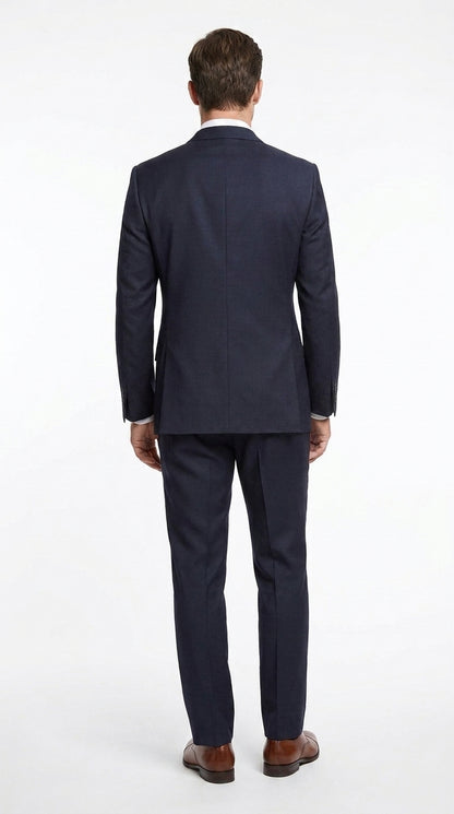 Tiglio Novello Men’s Navy Italian Wool Suit, Super 150s Modern Fit Formal Dress Suit