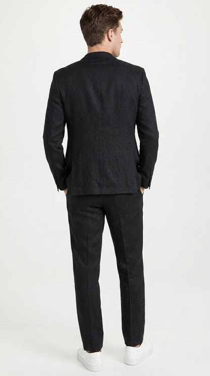 Men’s Black 2-Piece Linen Suit – Lightweight Wedding, Beach and Summer Formal Suit