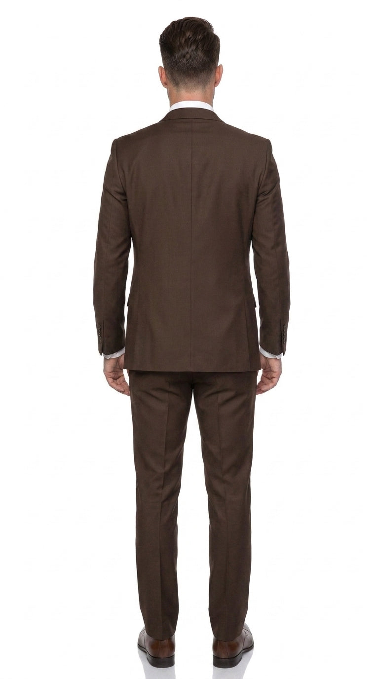 Men’s Brown 3-Piece Suit – Two-Button Wedding, Business and Formal Suit with Matching Vest