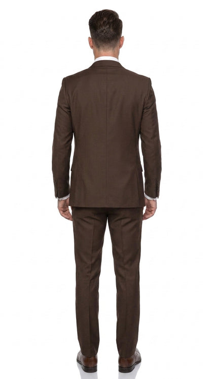 Men’s Brown 3-Piece Suit – Two-Button Wedding, Business and Formal Suit with Matching Vest