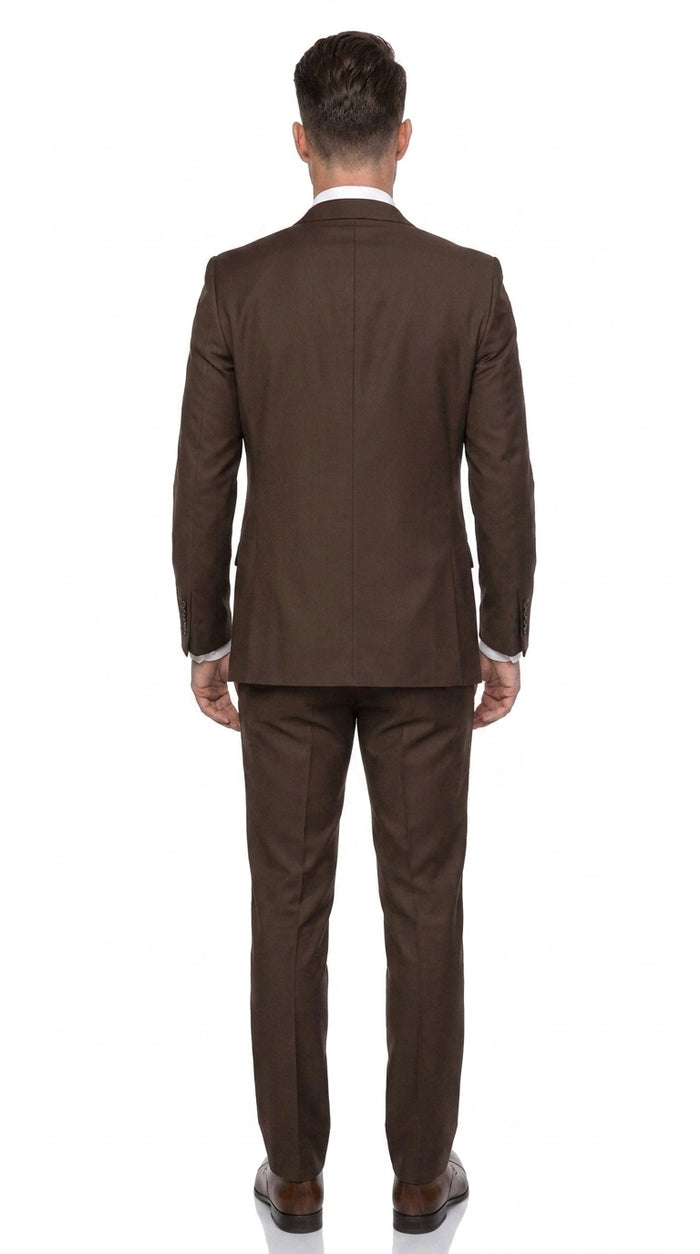 Men’s Brown 3-Piece Suit – Two-Button Wedding, Business and Formal Suit with Matching Vest