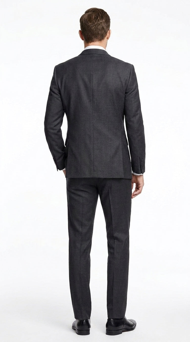 Men’s Charcoal Grey Don Draper Inspired Suit, Solid Formal Wedding Business Dress Suit