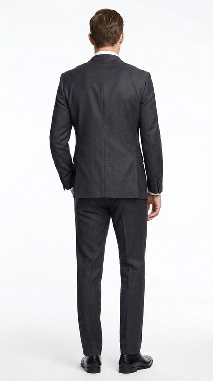 Men’s Charcoal Grey Don Draper Inspired Suit, Solid Formal Wedding Business Dress Suit