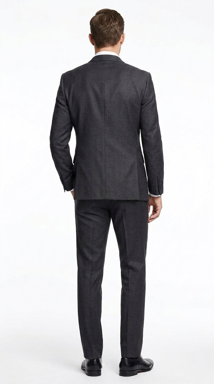 Men’s Charcoal Grey Don Draper Inspired Suit, Solid Formal Wedding Business Dress Suit