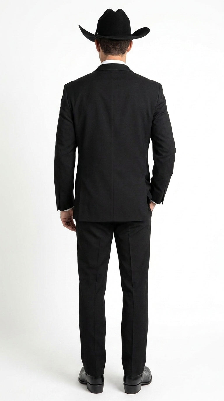 Men's Black Western Cowboy Wedding Tuxedo – One Button Formal Ranch Wedding Suit