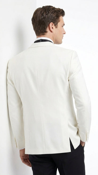 Men’s Ivory Traditional Shawl Dinner Jacket, Designer Formal Wedding Tuxedo Blazer
