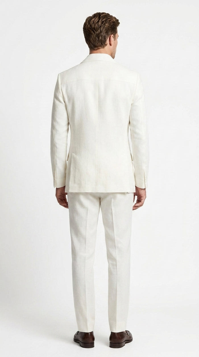 Men’s Off White Casual Safari Suit BP8102, Pocket Front Shirt Jacket and Pants Set