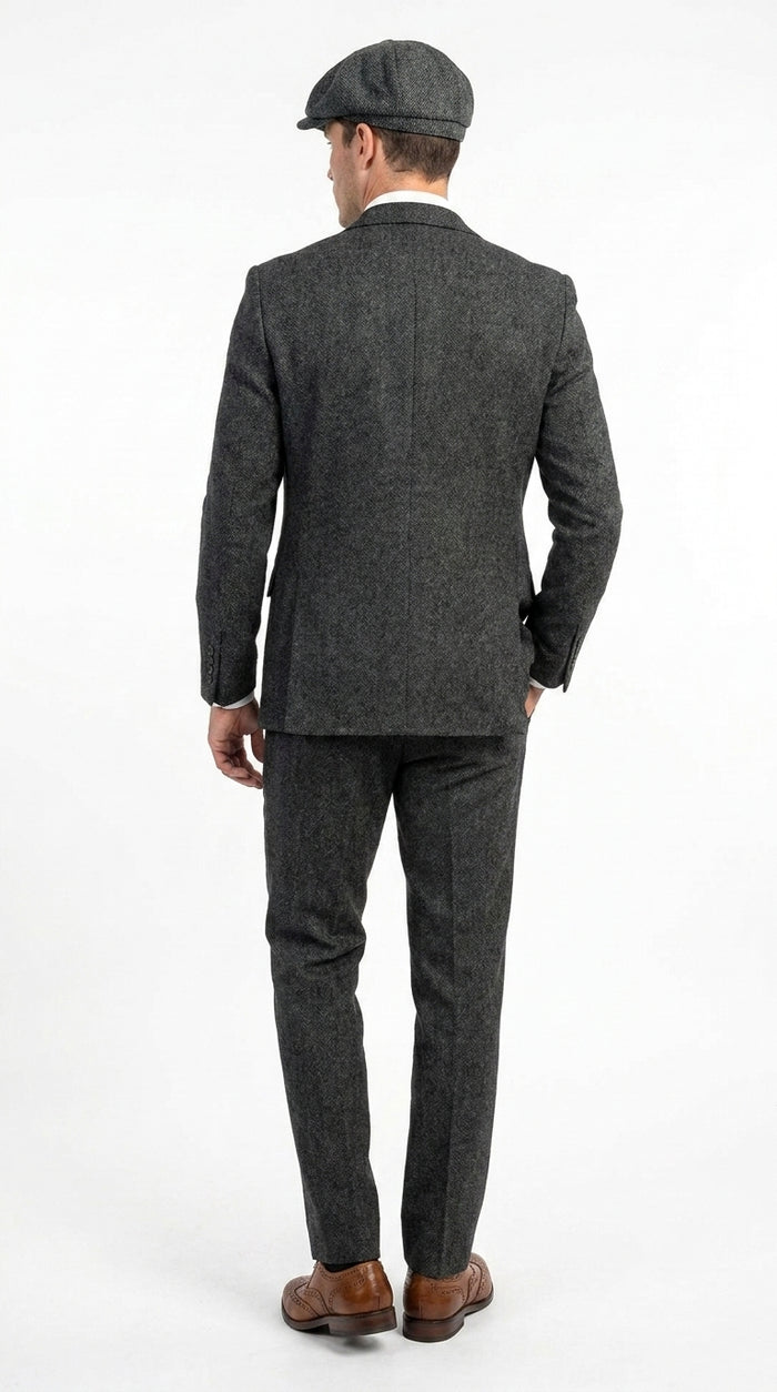 Men’s Charcoal Great Gatsby 3 Piece Suit, 1920s Gangster Vintage Formal Dress Suit