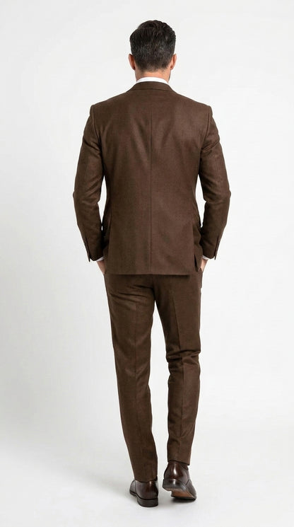 Men’s Chocolate Brown One Button Tuxedo Suit, Formal Groom Wedding Prom Dinner Suit