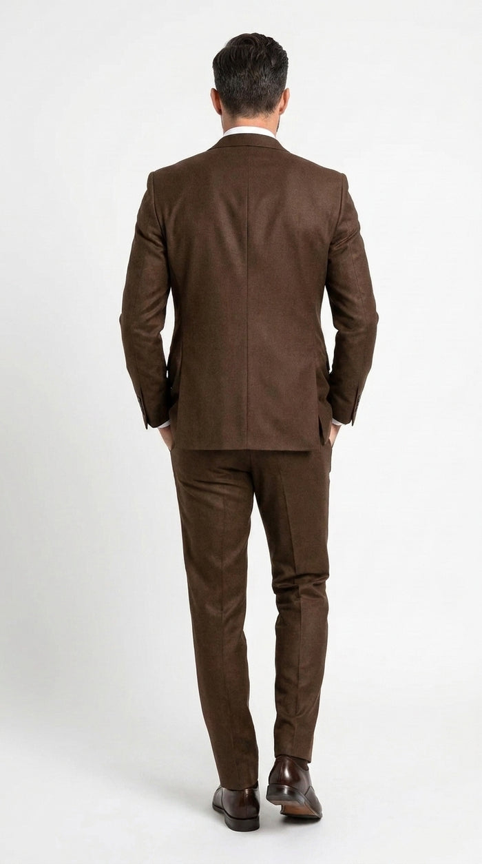 Men’s Chocolate Brown One Button Tuxedo Suit, Formal Groom Wedding Prom Dinner Suit