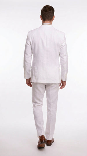 Men’s White Linen 2-Piece Summer Suit – Beach & Destination Wedding Suit