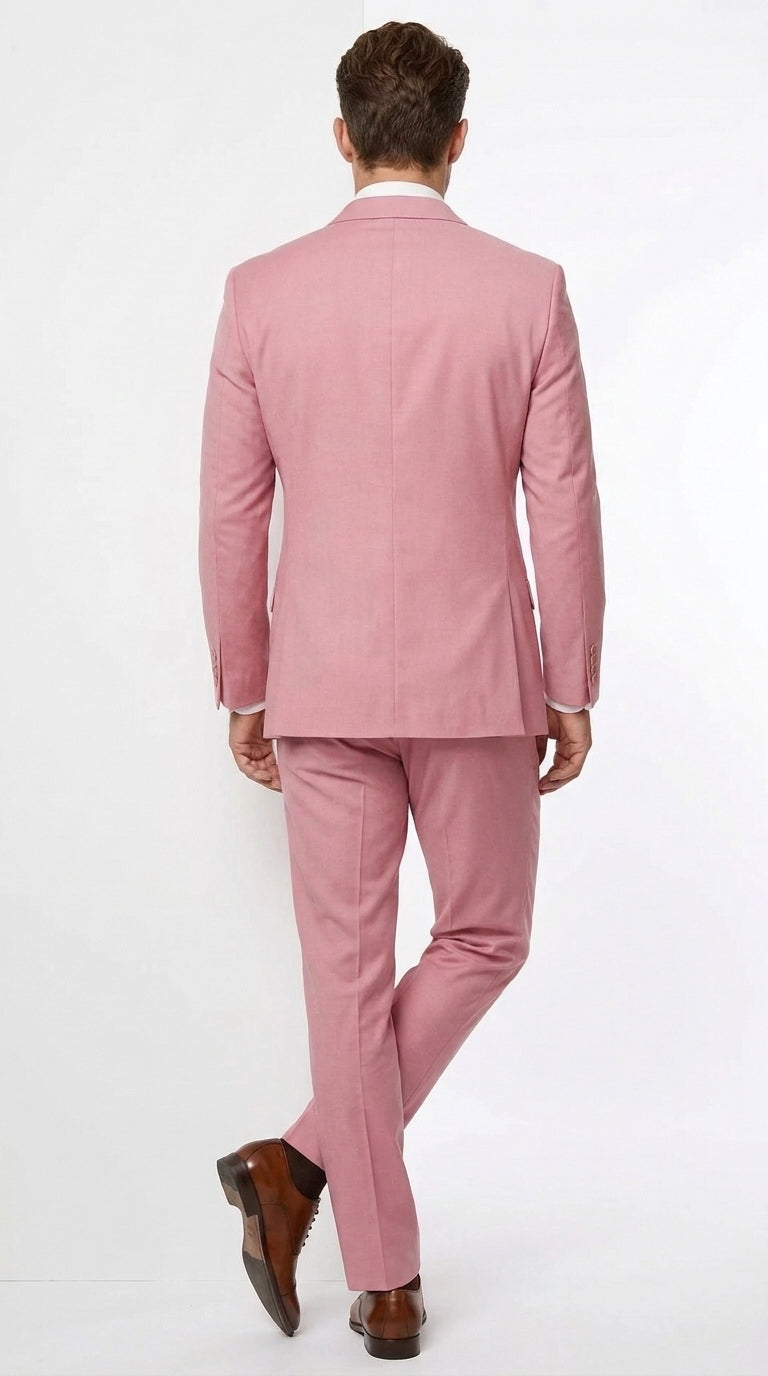Men's Blush Pink Double Breasted Easter Suit – Modern Fit Lightweight 2-Piece Spring & Summer Wedding Suit