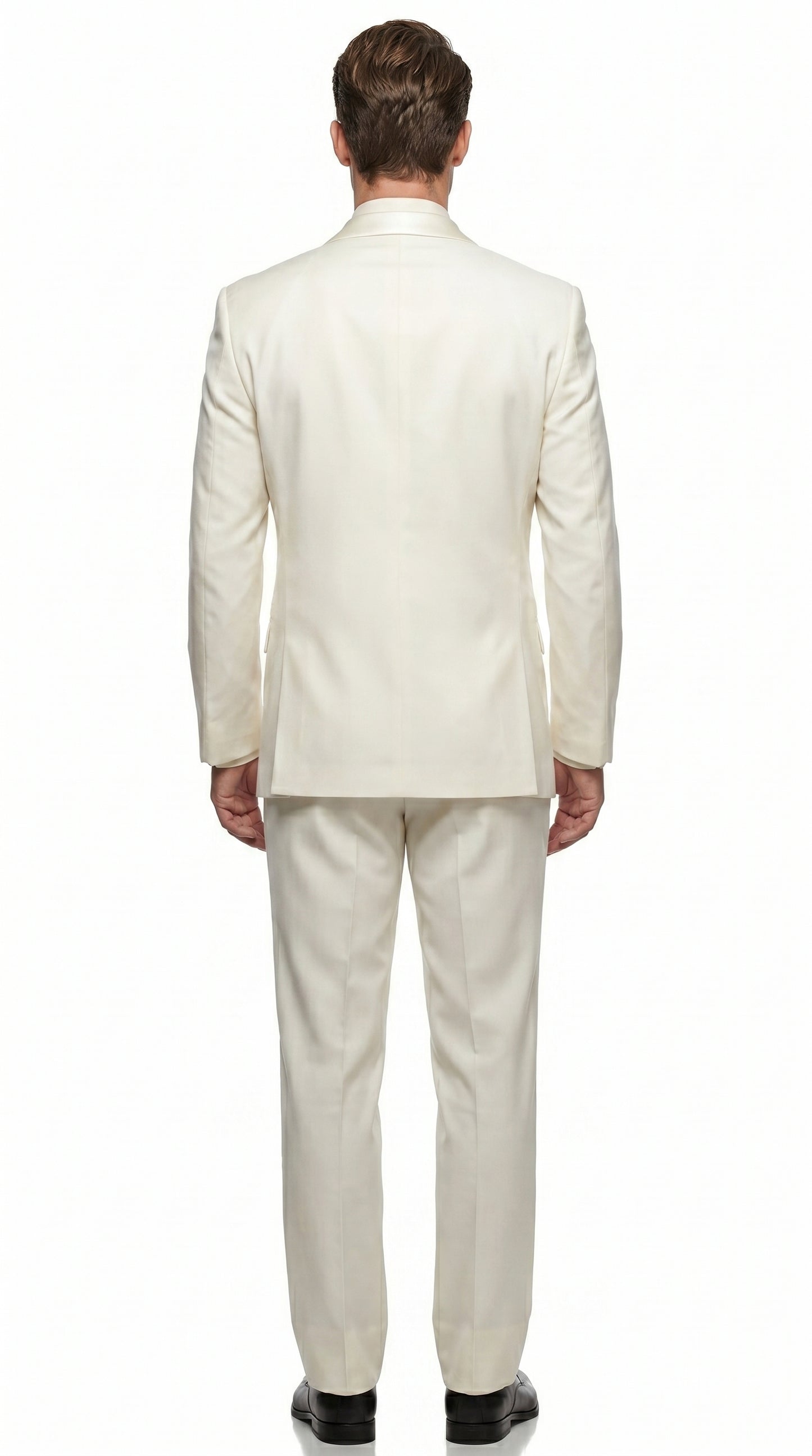 Men’s Ivory Classic Notch Tuxedo with 1 Button Jacket and Matching Pants, Formal Wedding Suit