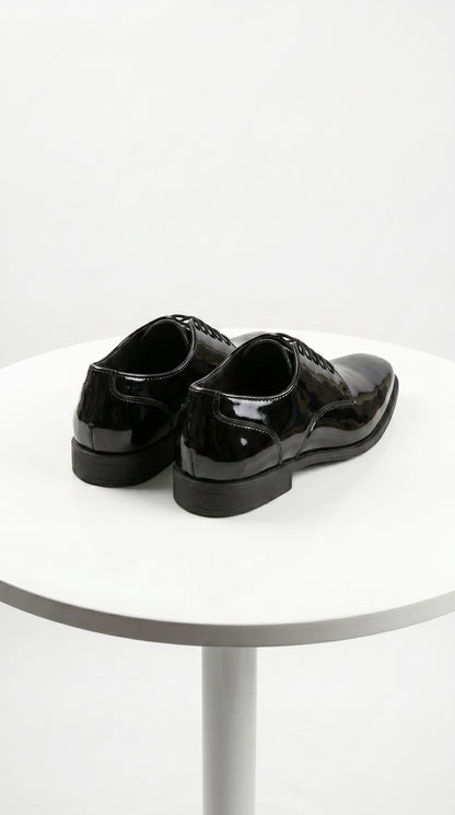 Men’s Vangelo Black Patent Oxford Dress Shoes, Formal Wedding Prom Tuxedo Shoes