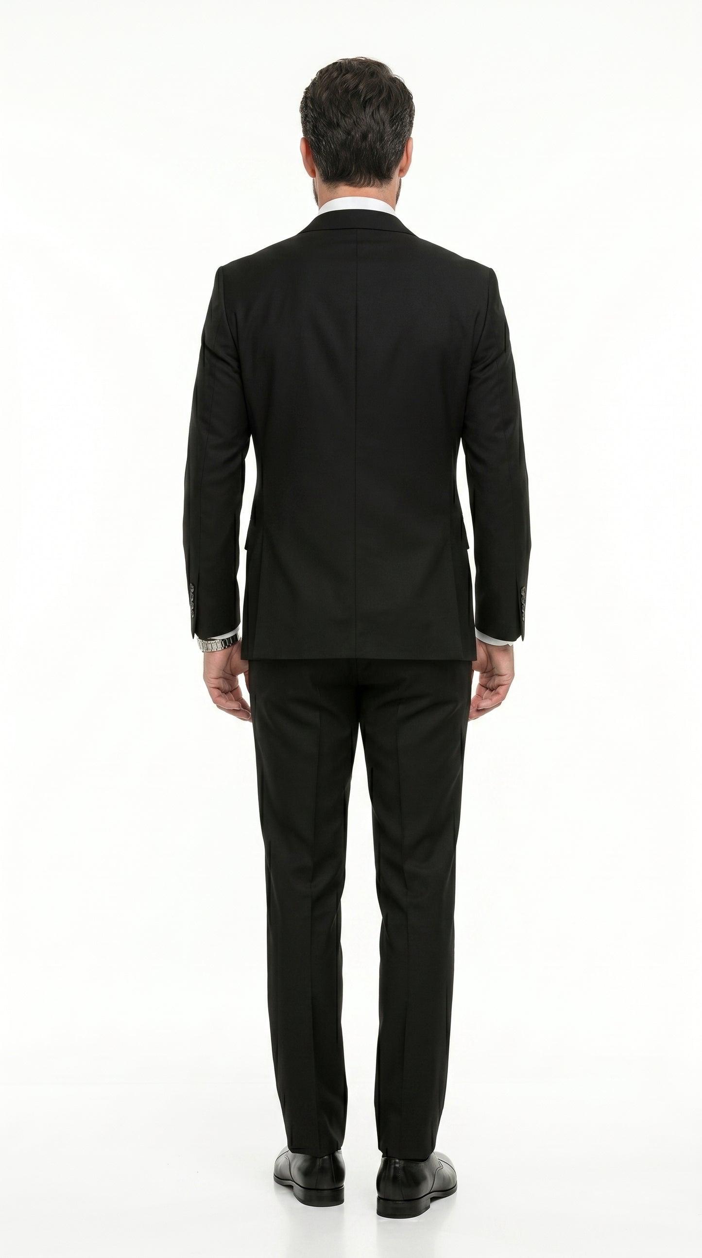 Statement Men’s 100% Wool 2 Piece Italian Made Suit, Subtle Texture Business Formal Suit in Black and Navy