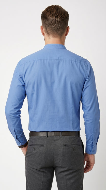 Men’s Cotton Blend Mandarin Collar Shirt, Banded Collar Dress Shirt in Yellow, Lavender, Khaki, Red, Grey, Pink, Mustard, Light Blue, Cream, French Blue, Olive, White, Brown, Purple and Green