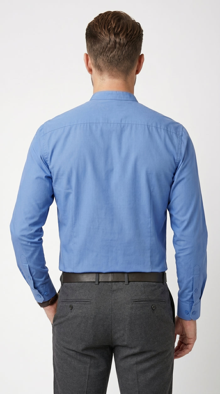 Men’s Cotton Blend Mandarin Collar Shirt, Banded Collar Dress Shirt in Yellow, Lavender, Khaki, Red, Grey, Pink, Mustard, Light Blue, Cream, French Blue, Olive, White, Brown, Purple and Green