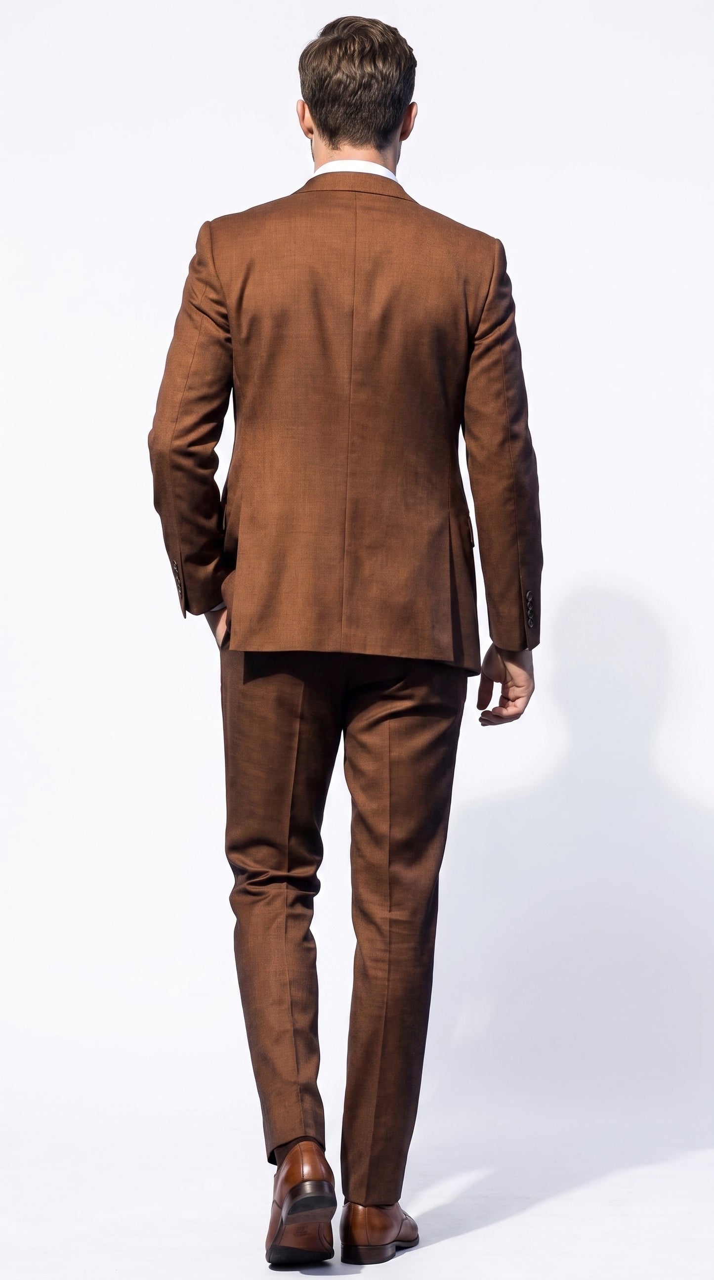 Men’s Cognac Ryan Gosling La La Land Inspired Vested Suit, 3 Piece Formal Wedding Prom Suit