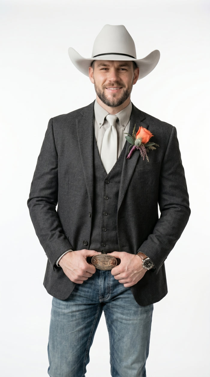 Men’s Western Style Blazer, Classic Cowboy Suit Jacket for Weddings and Country Events in Black, Navy, Sapphire Blue, Charcoal and Olive