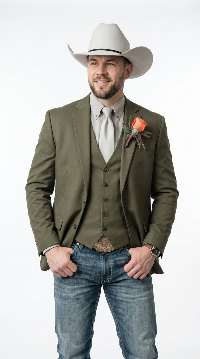 Men’s Western Style Blazer, Classic Cowboy Suit Jacket for Weddings and Country Events in Black, Navy, Sapphire Blue, Charcoal and Olive