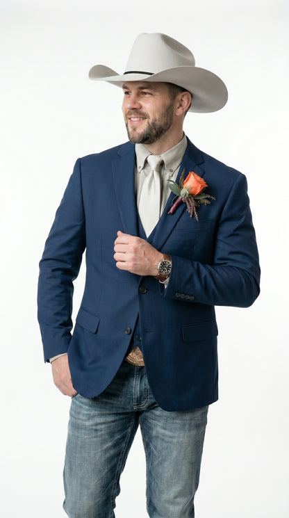 Men’s Western Style Blazer, Classic Cowboy Suit Jacket for Weddings and Country Events in Black, Navy, Sapphire Blue, Charcoal and Olive