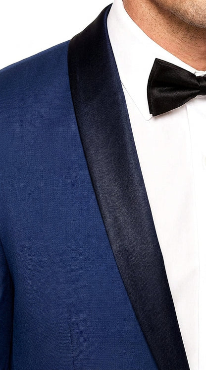 Men’s Royal Blue Dinner Jacket with Black Shawl Lapel – 1 Button Tuxedo Blazer
