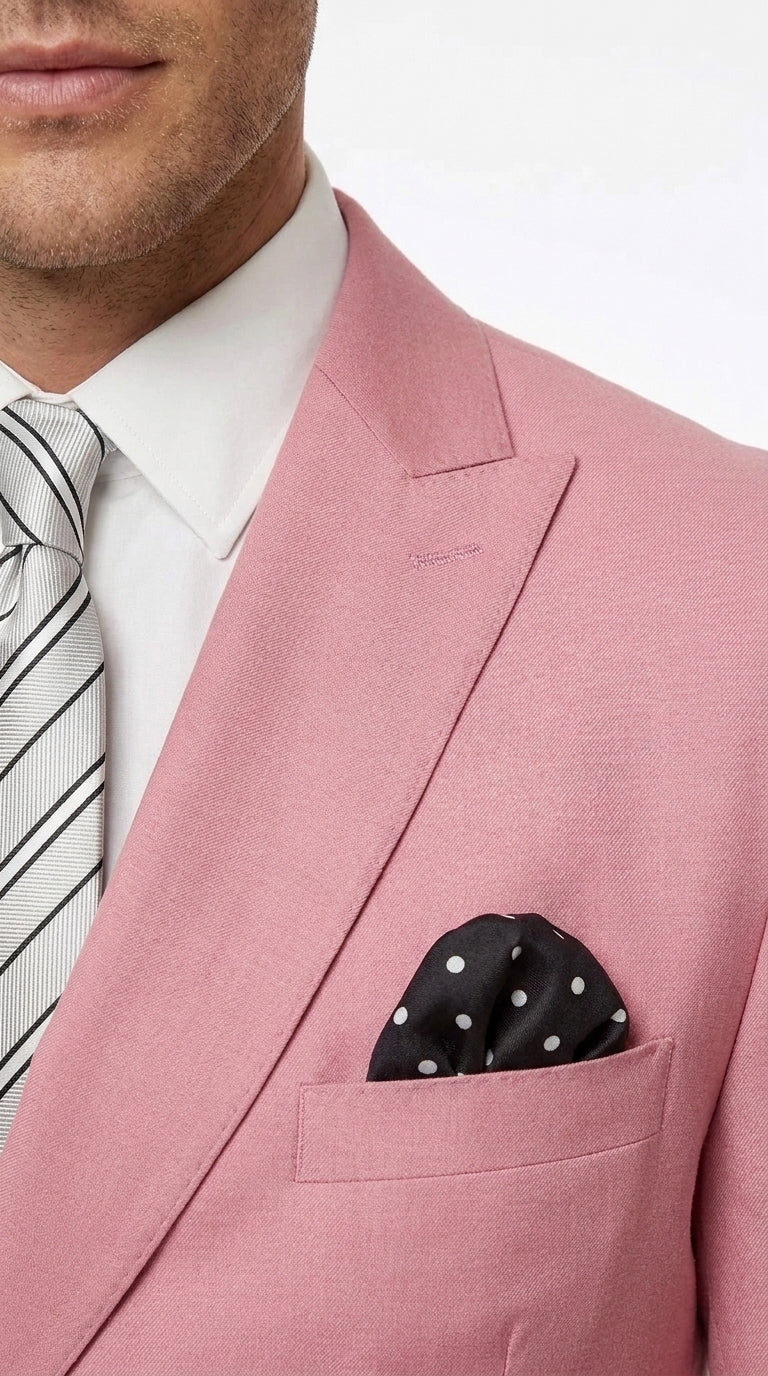 Men's Blush Pink Double Breasted Easter Suit – Modern Fit Lightweight 2-Piece Spring & Summer Wedding Suit