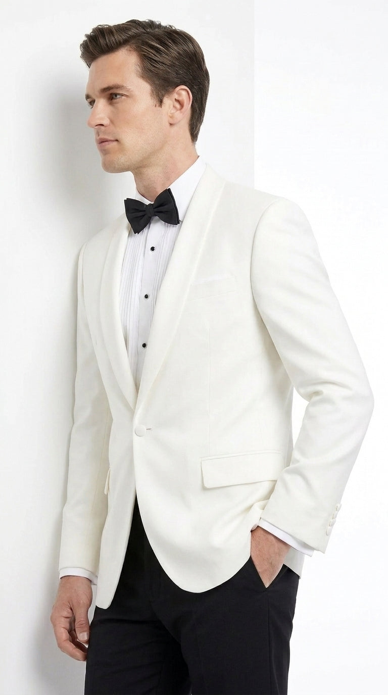Men’s Ivory Traditional Shawl Dinner Jacket, Designer Formal Wedding Tuxedo Blazer