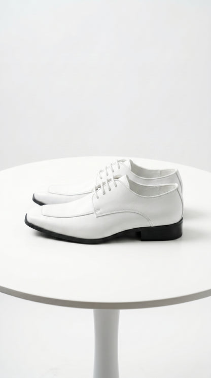 Men’s Vangelo TUX-3 White Patent Oxford Dress Shoes, Formal Wedding Prom Tuxedo Shoes