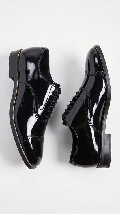 Stacy Adams Concorde 11003 Men’s Black Patent Leather Cap Toe Oxford Shoes – Formal Lace-Up Dress Shoes