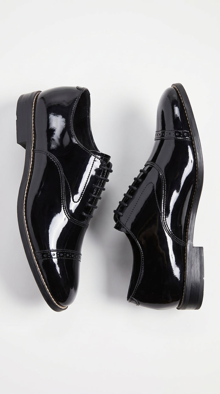 Stacy Adams Concorde 11003 Men’s Black Patent Leather Cap Toe Oxford Shoes – Formal Lace-Up Dress Shoes