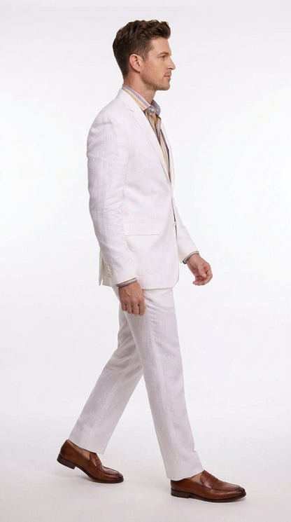Men’s White Linen 2-Piece Summer Suit – Beach & Destination Wedding Suit