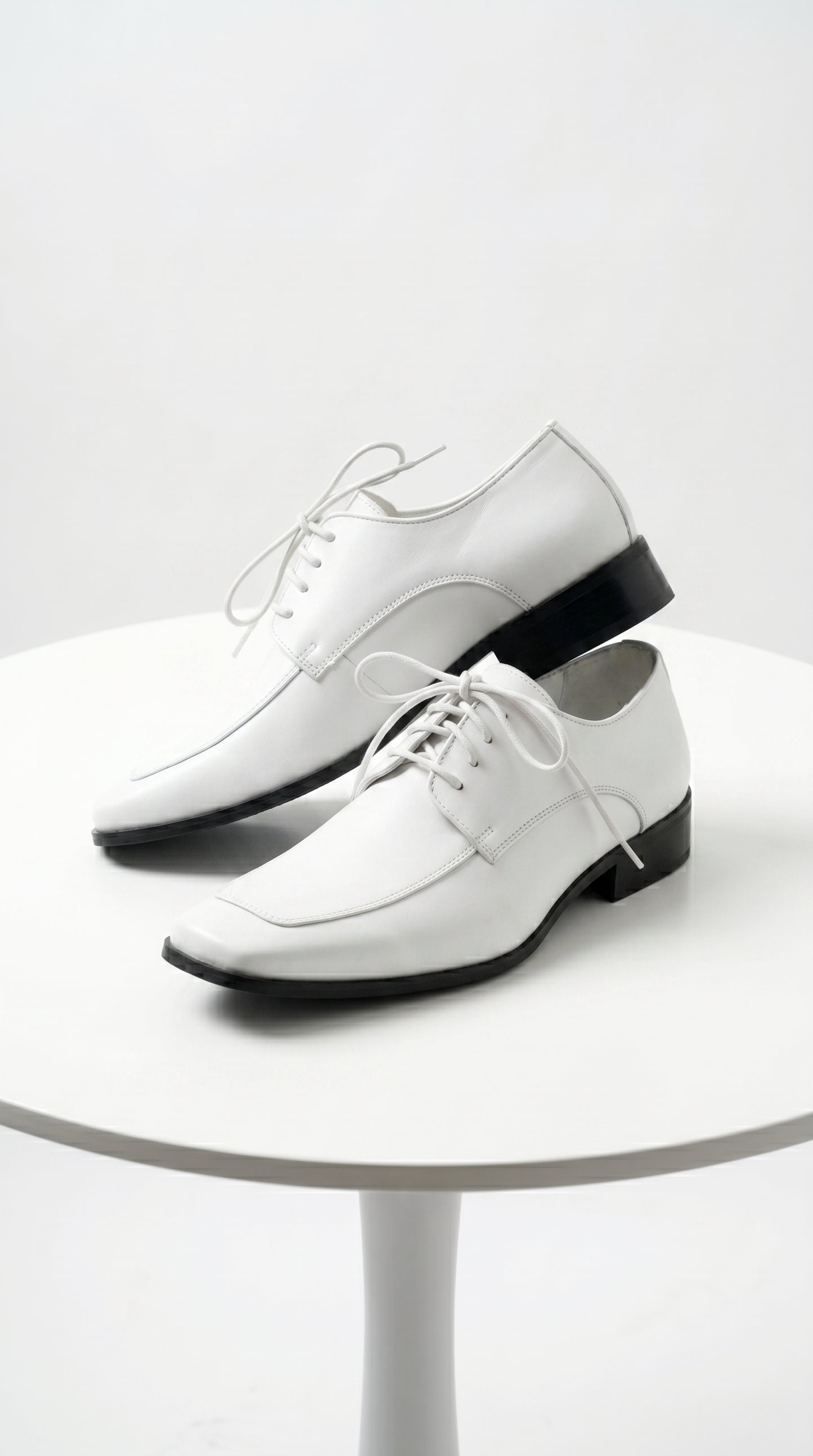Men’s Vangelo TUX-3 White Patent Oxford Dress Shoes, Formal Wedding Prom Tuxedo Shoes