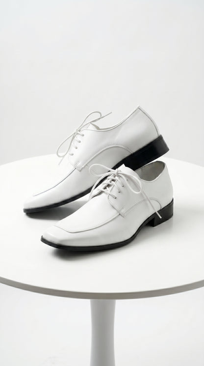 Men’s Vangelo TUX-3 White Patent Oxford Dress Shoes, Formal Wedding Prom Tuxedo Shoes