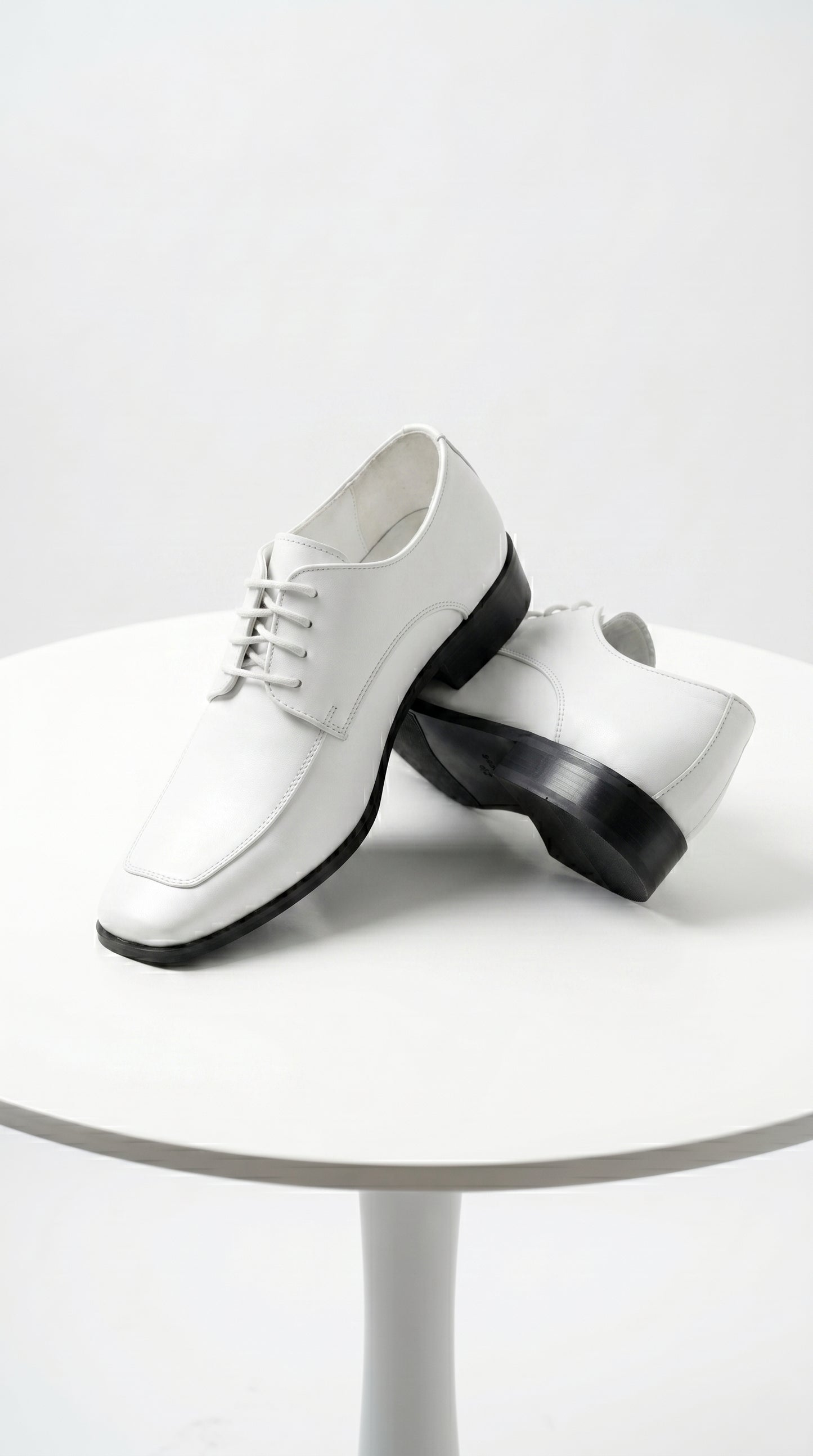 Men’s Vangelo TUX-3 White Patent Oxford Dress Shoes, Formal Wedding Prom Tuxedo Shoes