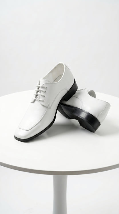 Men’s Vangelo TUX-3 White Patent Oxford Dress Shoes, Formal Wedding Prom Tuxedo Shoes