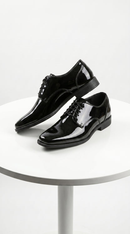 Men’s Vangelo Black Patent Oxford Dress Shoes, Formal Wedding Prom Tuxedo Shoes