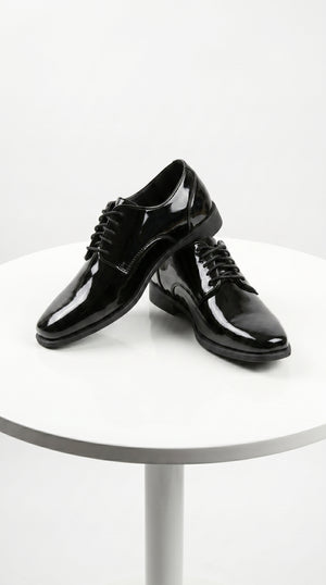 Men’s Vangelo Black Patent Oxford Dress Shoes, Formal Wedding Prom Tuxedo Shoes