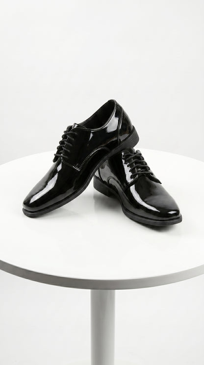 Men’s Vangelo Black Patent Oxford Dress Shoes, Formal Wedding Prom Tuxedo Shoes