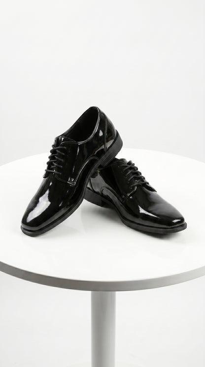 Men’s Vangelo Black Patent Oxford Dress Shoes, Formal Wedding Prom Tuxedo Shoes