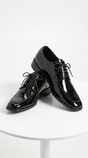 Men’s Vangelo TUX-3 Black Patent Oxford Dress Shoes, Formal Wedding Prom Tuxedo Shoes