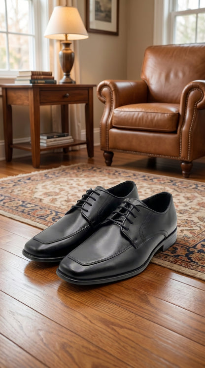 Men’s Black Oxford Dress Shoes with Lace Up Front, Formal Tuxedo Wedding Prom Shoes