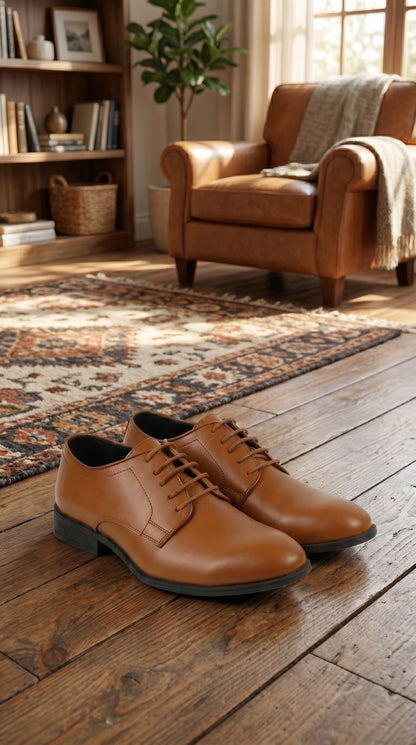 Men’s Vangelo Brown Oxford Dress Shoes with Lace Up Front, Formal Wedding Prom Shoes