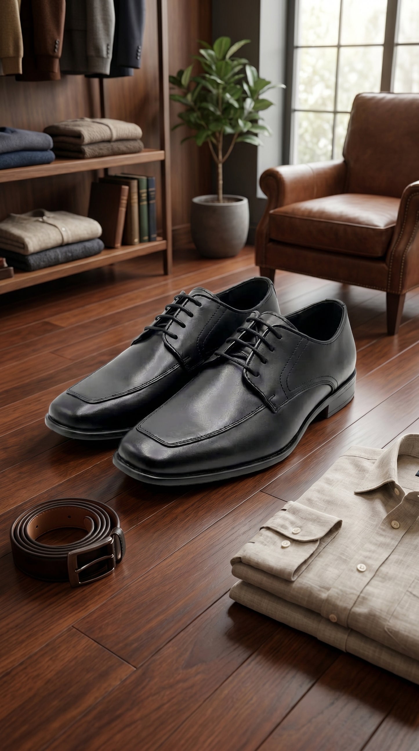 Men’s Black Oxford Dress Shoes with Lace Up Front, Formal Tuxedo Wedding Prom Shoes