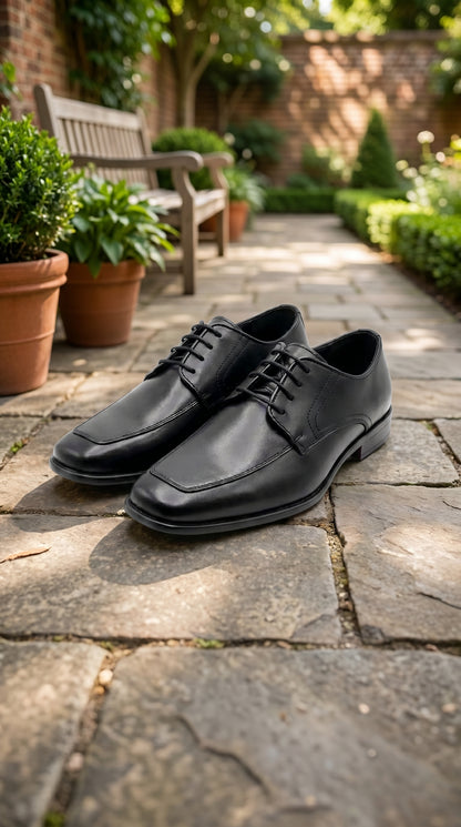 Men’s Black Oxford Dress Shoes with Lace Up Front, Formal Tuxedo Wedding Prom Shoes