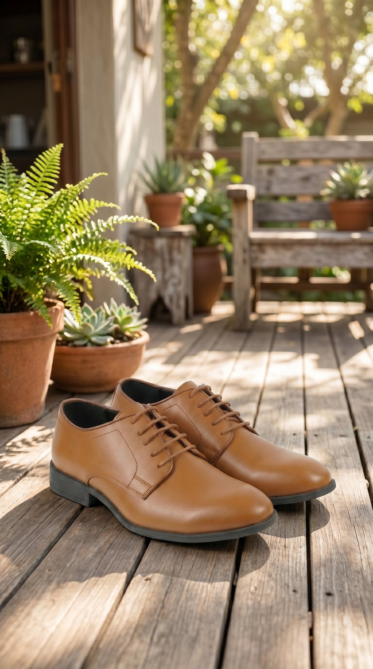 Men’s Vangelo Brown Oxford Dress Shoes with Lace Up Front, Formal Wedding Prom Shoes